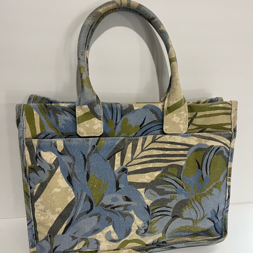 Unbranded canvas Tote Bag Womens‎ tan Green blue M/L Beach Overnight Extra Bag